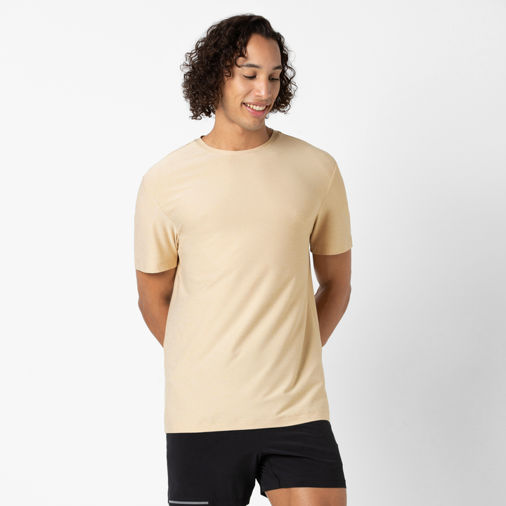 Short Sleeve Tech Tee Oat on model