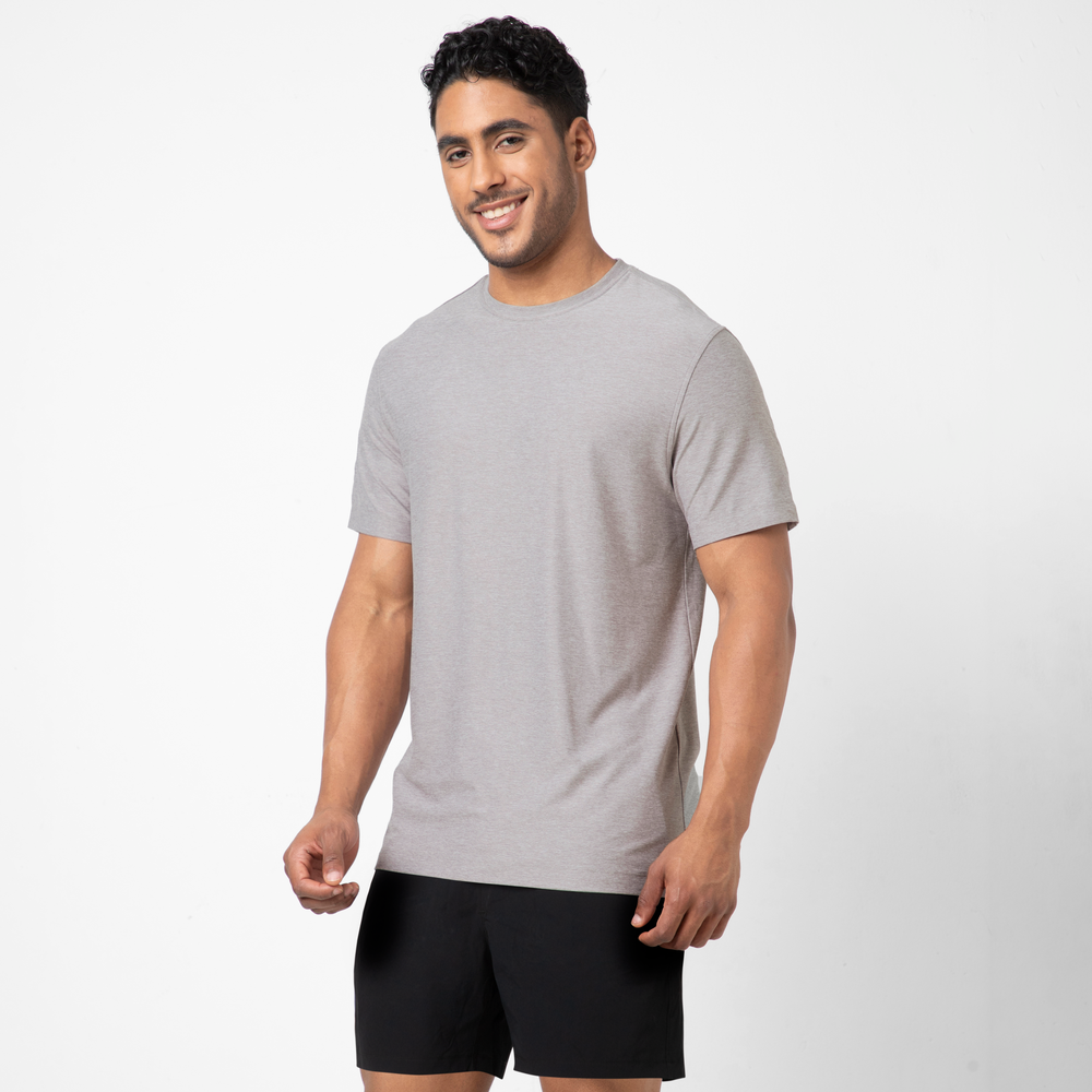 Short Sleeve Tech Tee Light Grey side on model
