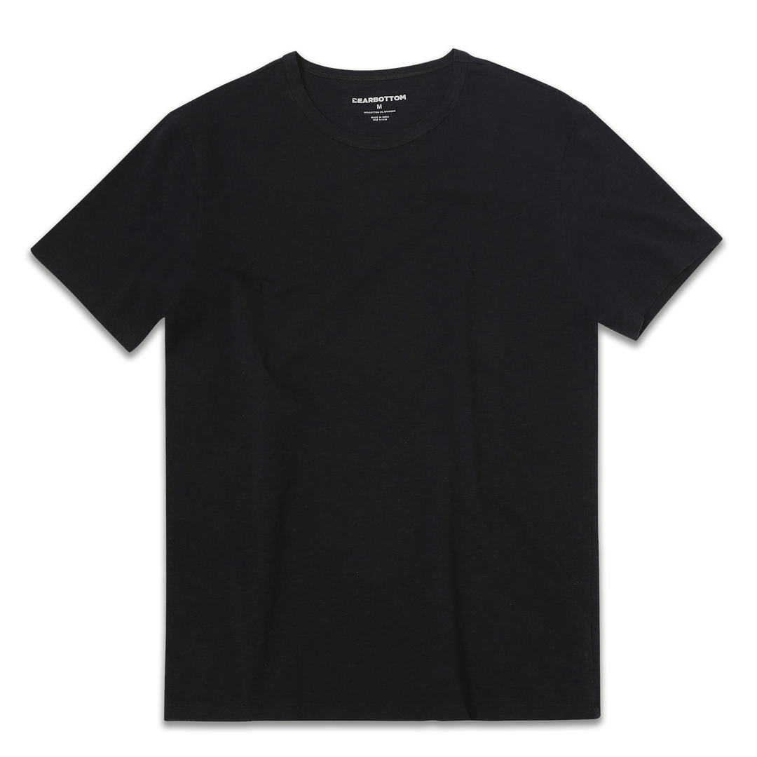 Slub Tee Black front with crewneck, short sleeves, and slub fabric