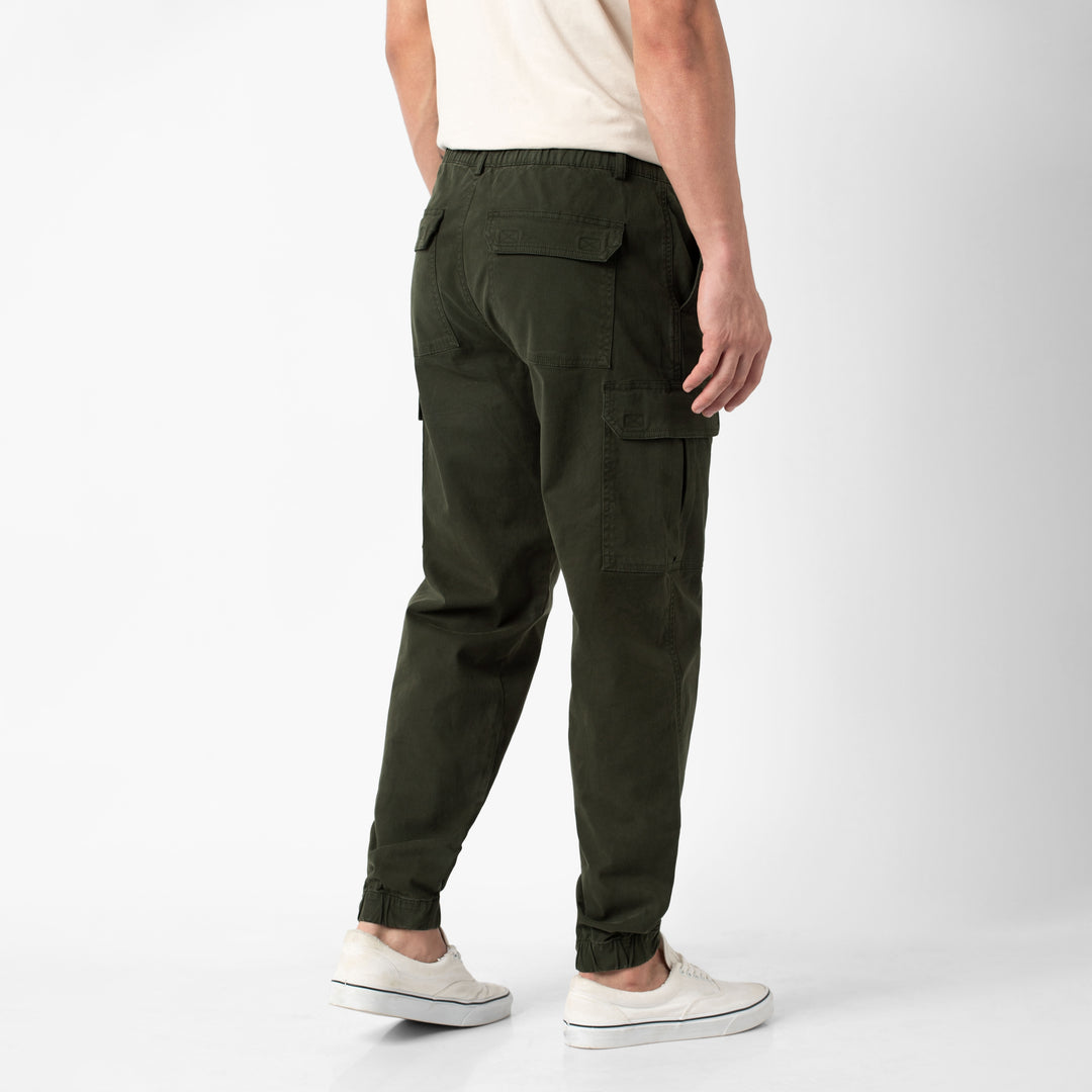 Stretch Cargo Jogger Dark Pine back on model