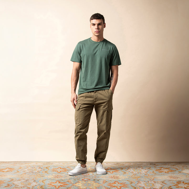 Stretch Cargo Jogger Desert full body on model
