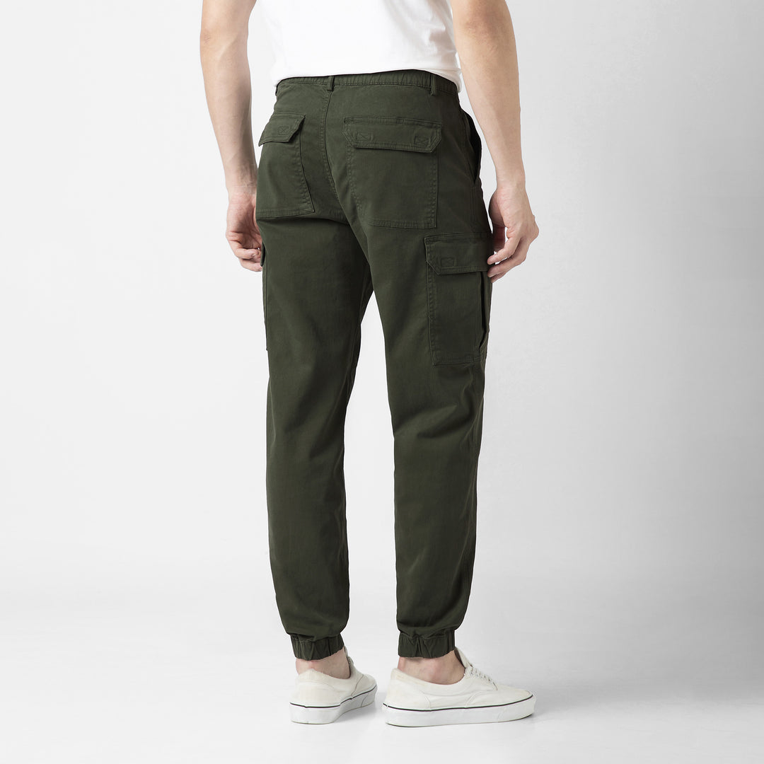Stretch Cargo Jogger Military Green back on model