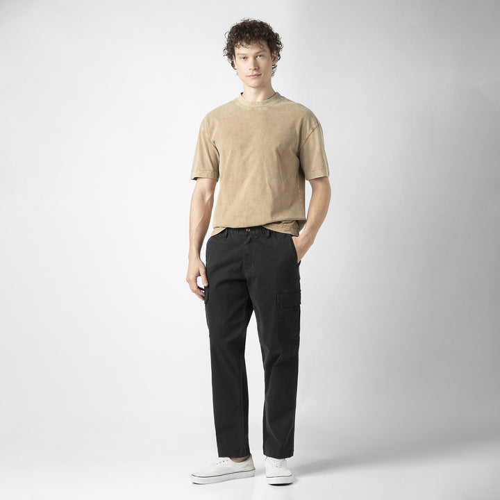 Stretch Cargo Pant Black full body on model