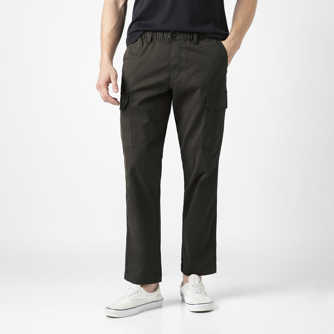 Stretch Cargo Pant Dark Grey front on model
