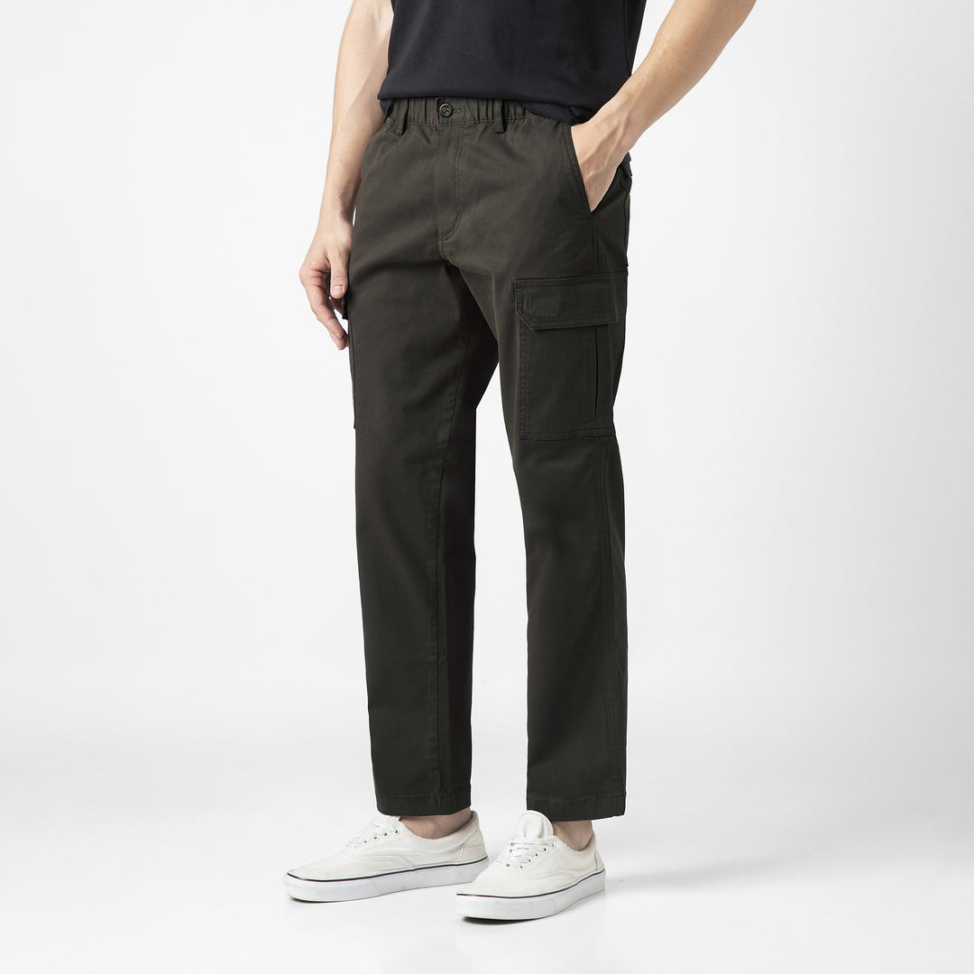 Stretch Cargo Pant Dark Grey side on model
