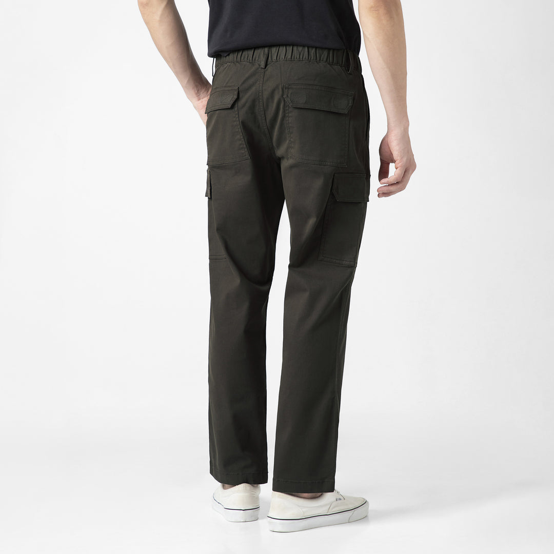 Stretch Cargo Pant Dark Grey back on model
