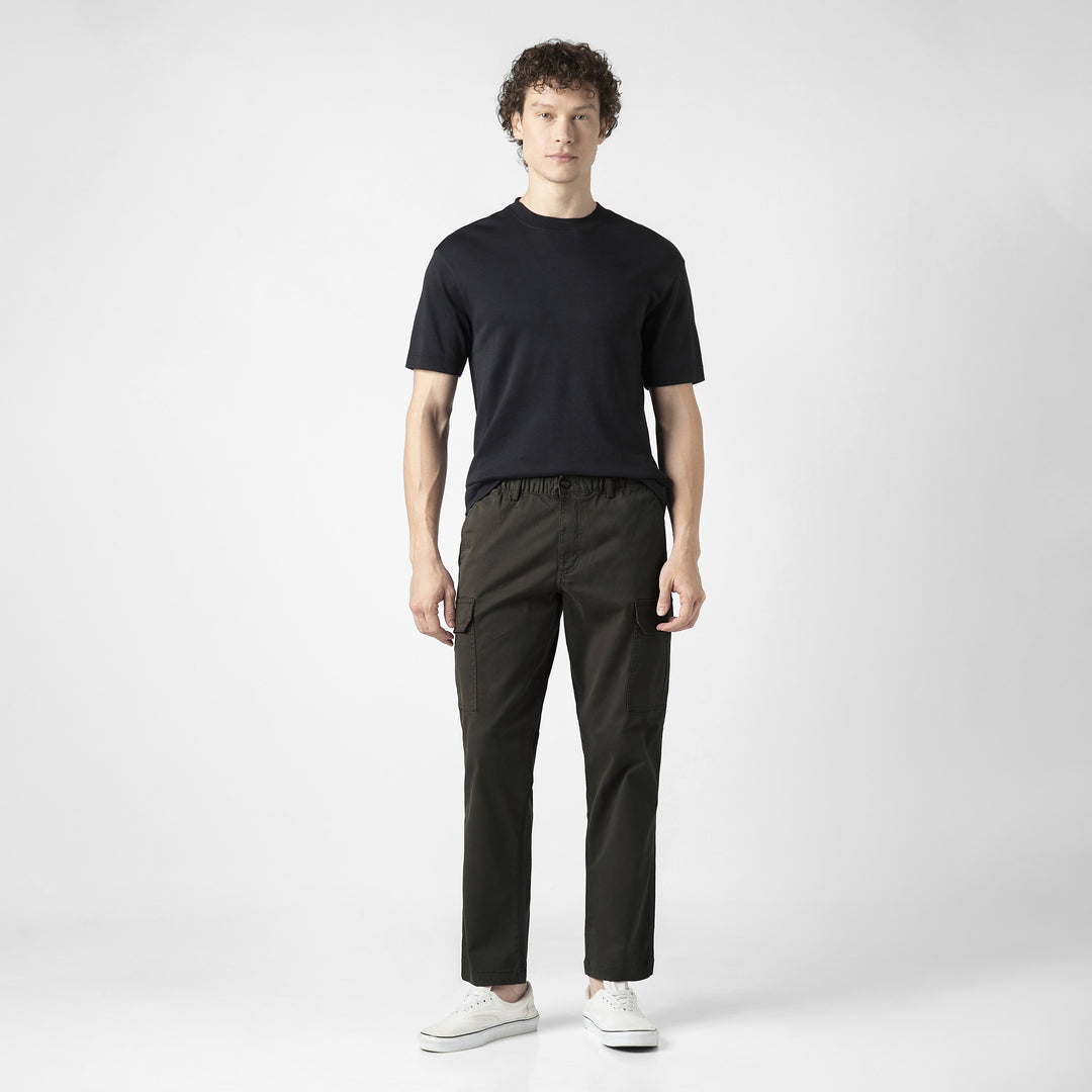 Stretch Cargo Pant Dark Grey full body on model