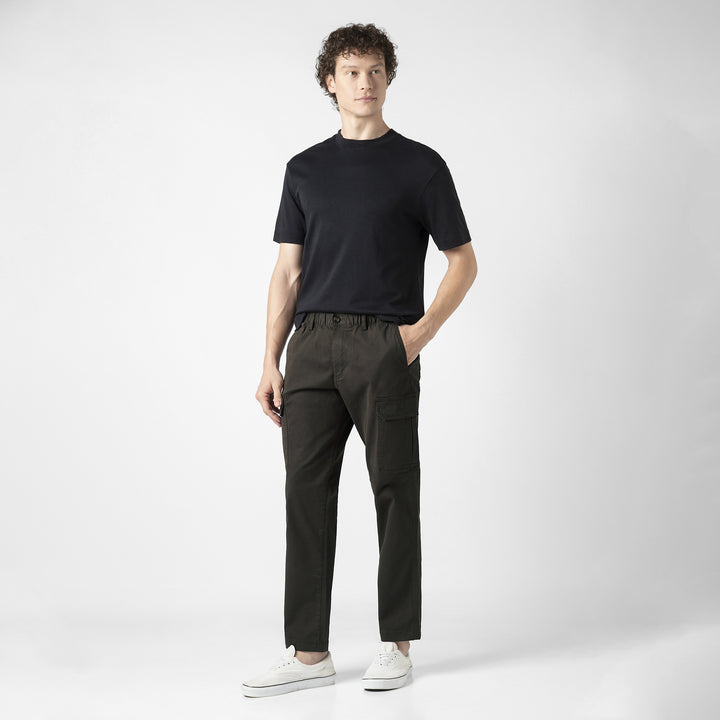 Stretch Cargo Pant Dark Grey full body side on model