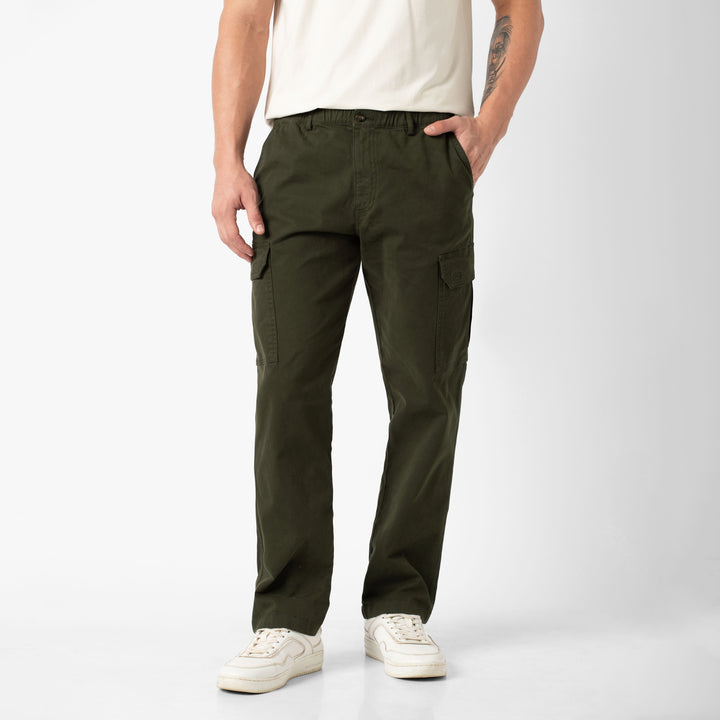 Stretch Cargo Pant Dark Pine front on model