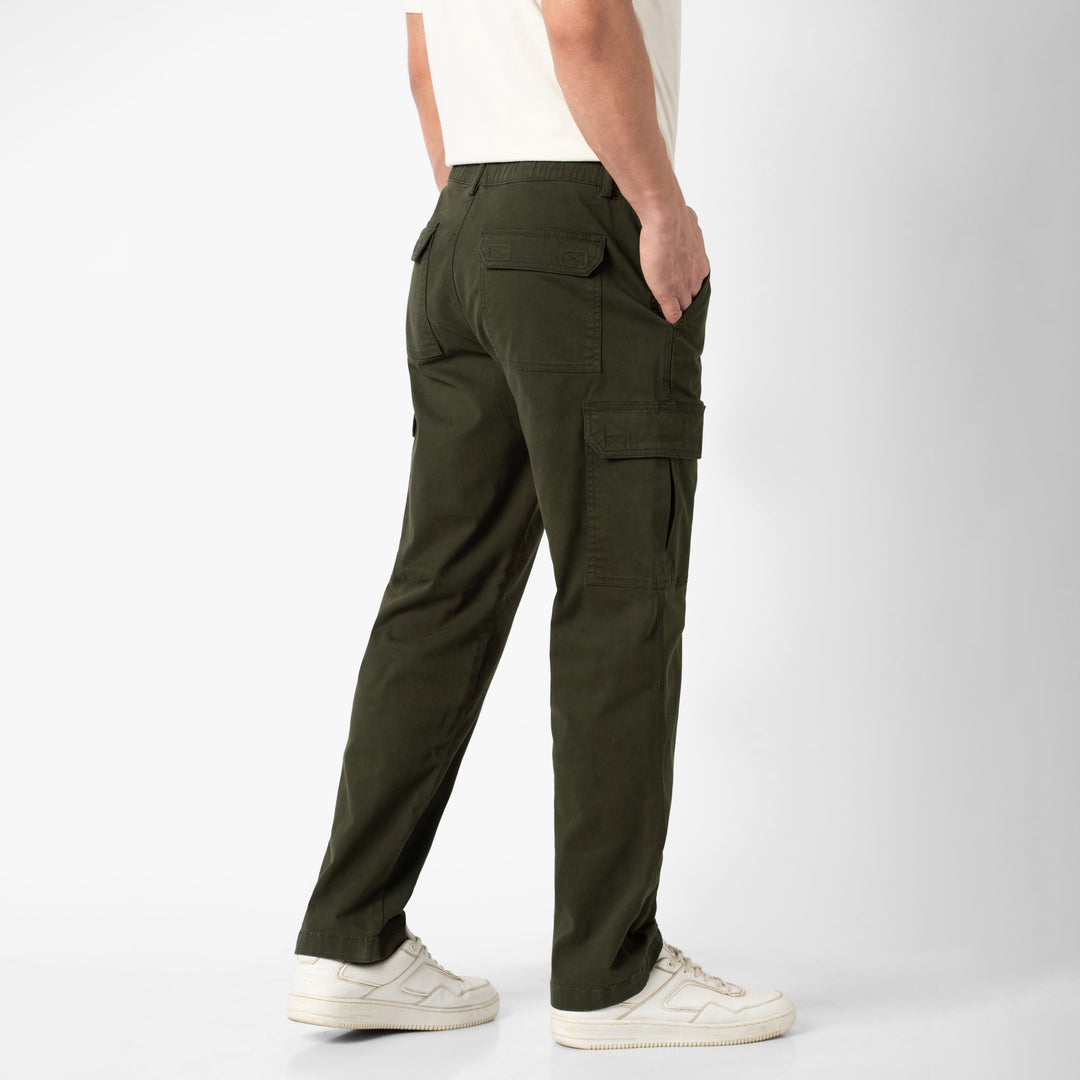 Stretch Cargo Pant Dark Pine back on model