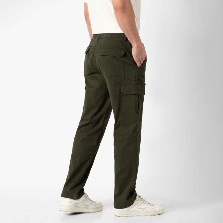 Stretch Cargo Pant Dark Pine back on model