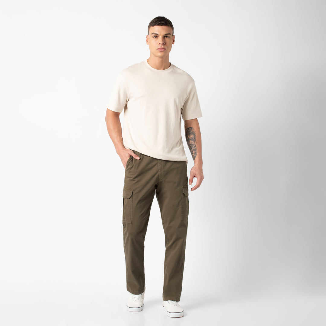 Stretch Cargo Pant Desert full body on model