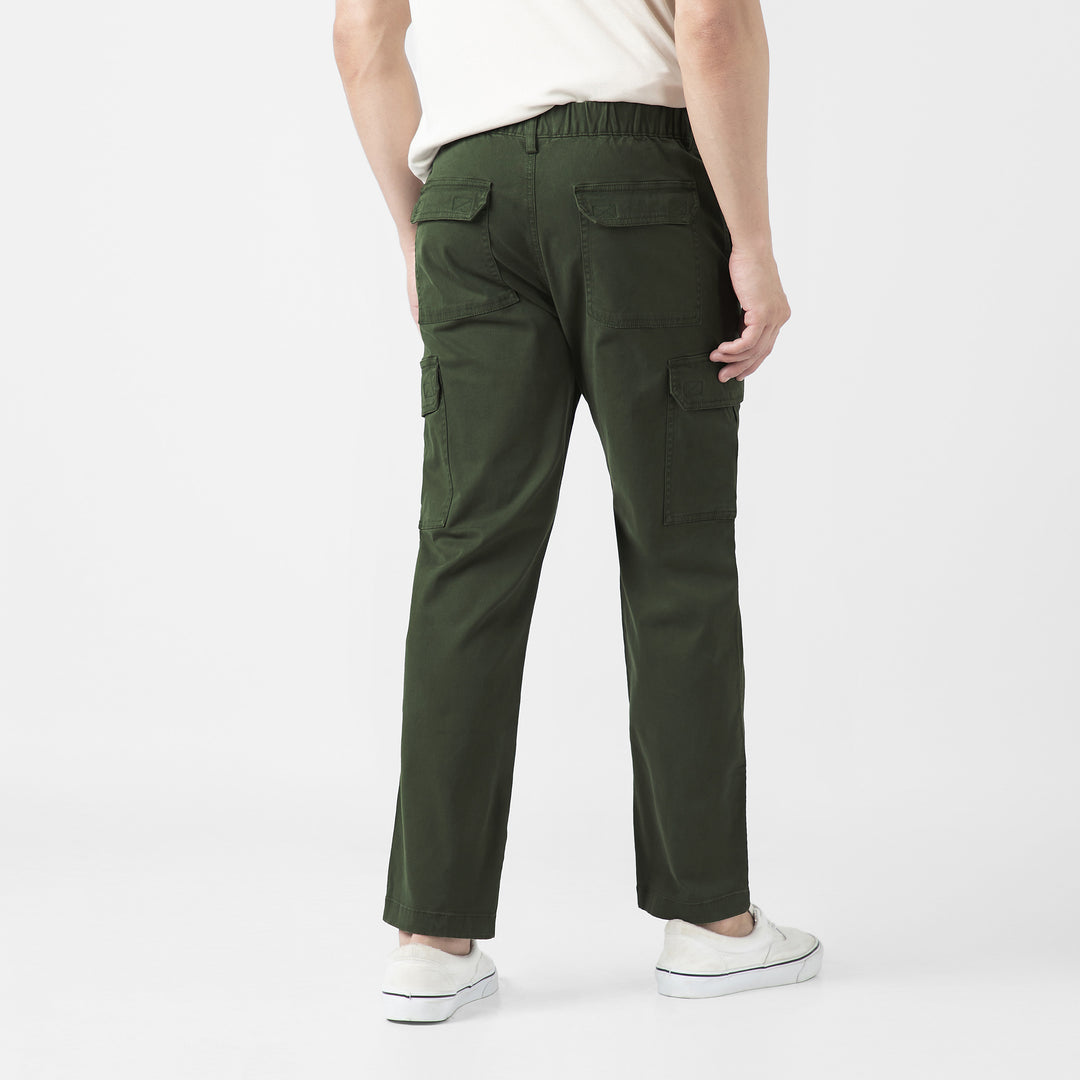 Stretch Cargo Pant Military Green back on model