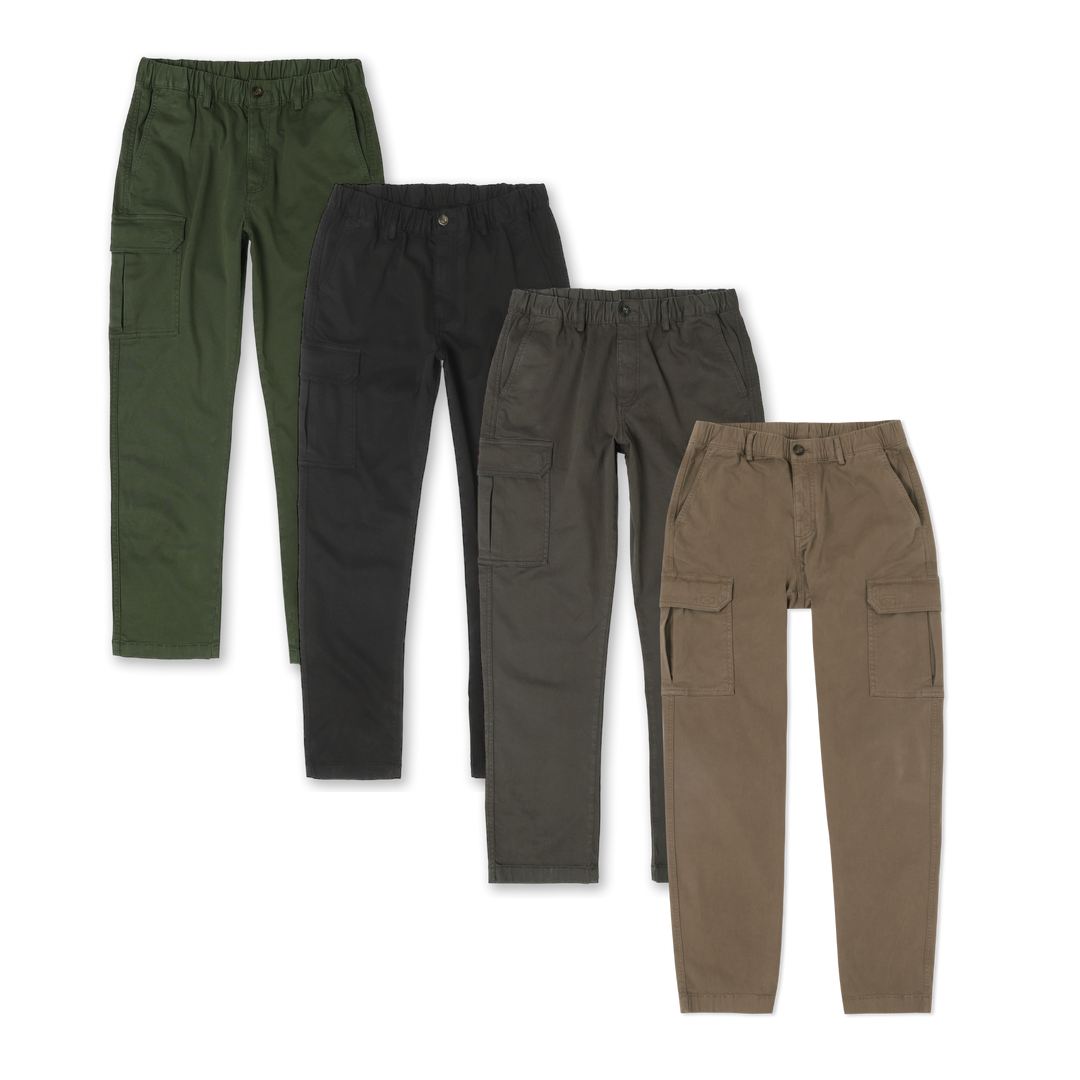 Stretch Cargo Pant Military Green, Black, Dark Grey, and Desert
