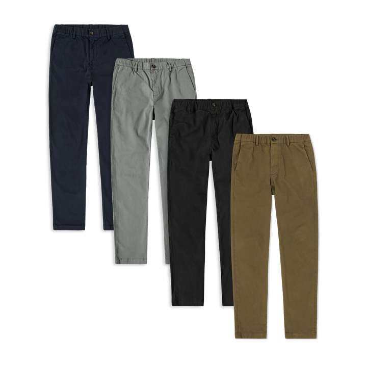Stretch Chino Pant 4 pack in Navy, Grey, Black and Walnut