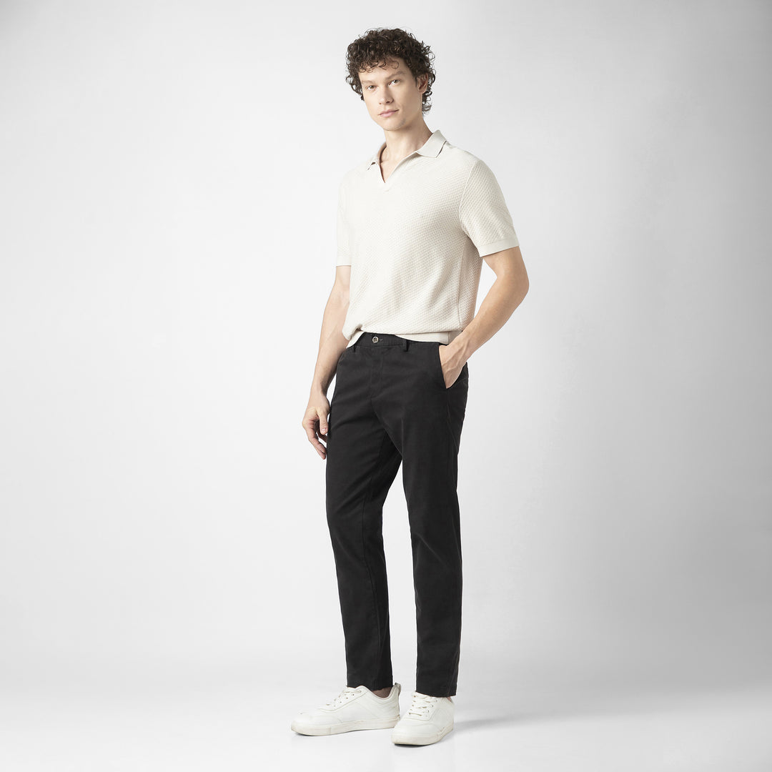Stretch Chino Pant Black full body side on model