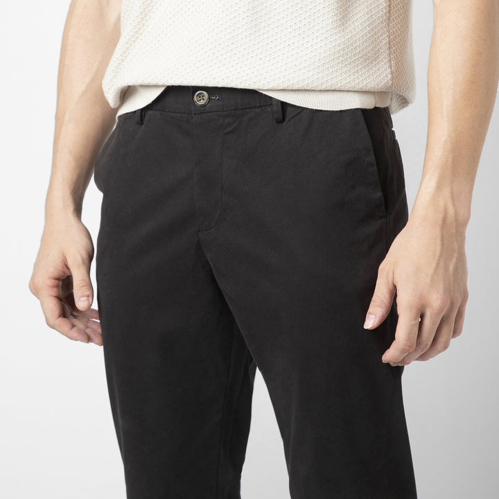 Stretch Chino Pant Black close up front left pocket