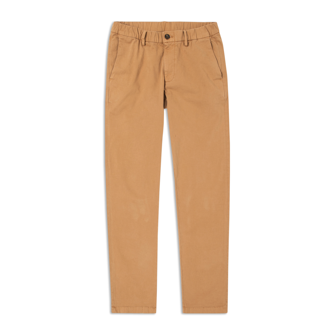 Stretch Chino Pant Camel flat front