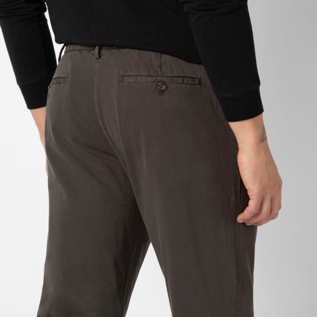 Stretch Chino Pant Coal back detail on model