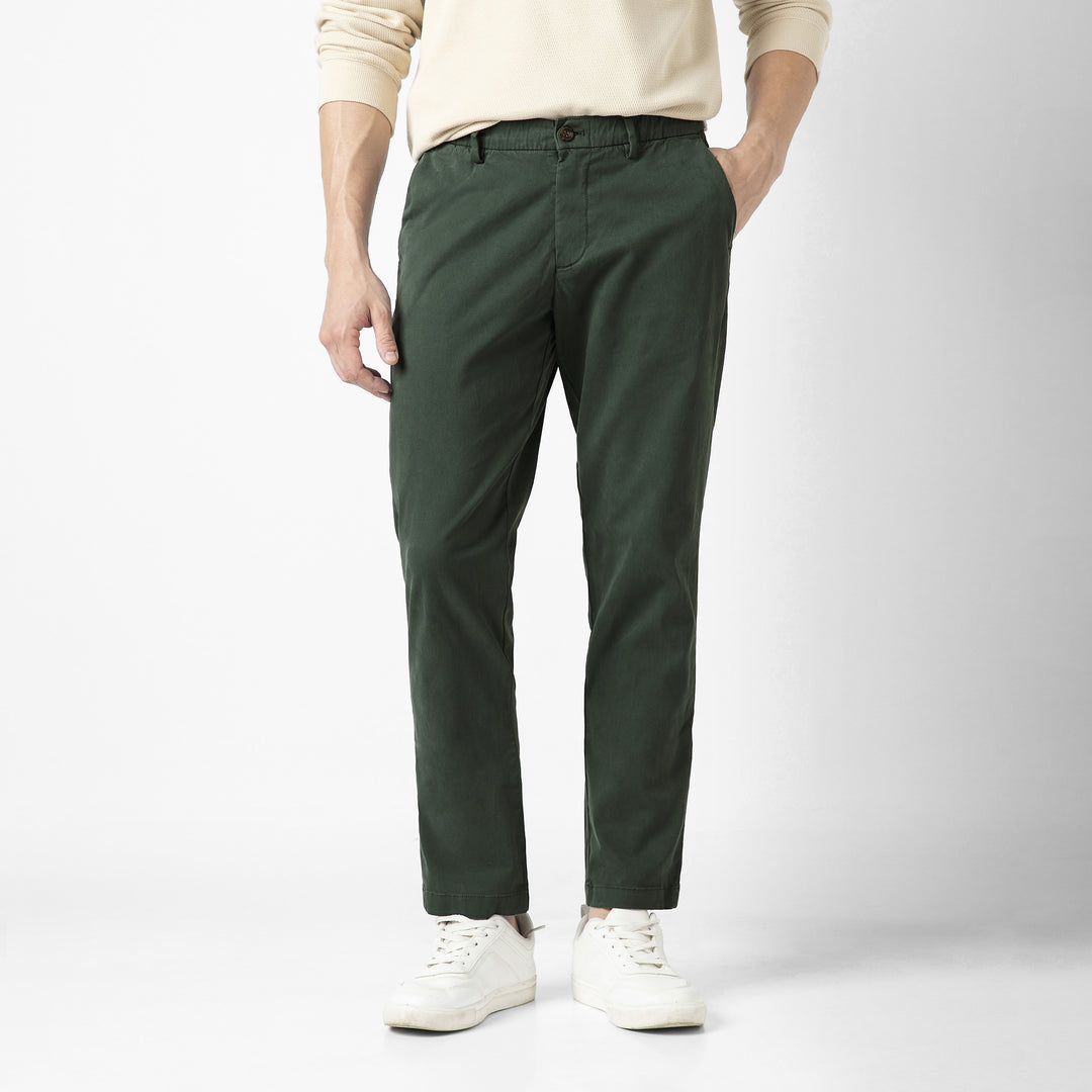 Stretch Chino Pant Dark Sage front on model