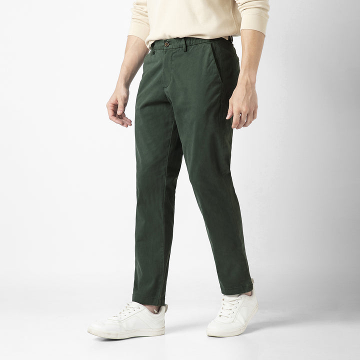 Stretch Chino Pant Dark Sage side on model