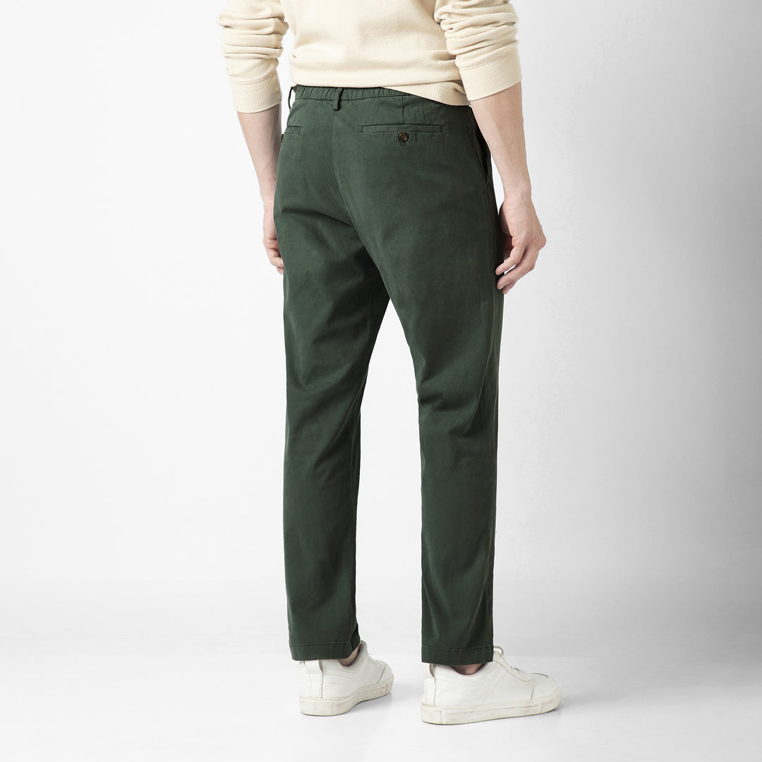 Stretch Chino Pant Dark Sage back on model
