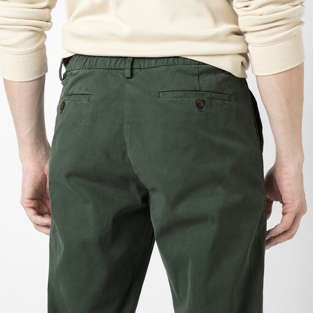 Stretch Chino Pant Dark Sage close up back left pocket
