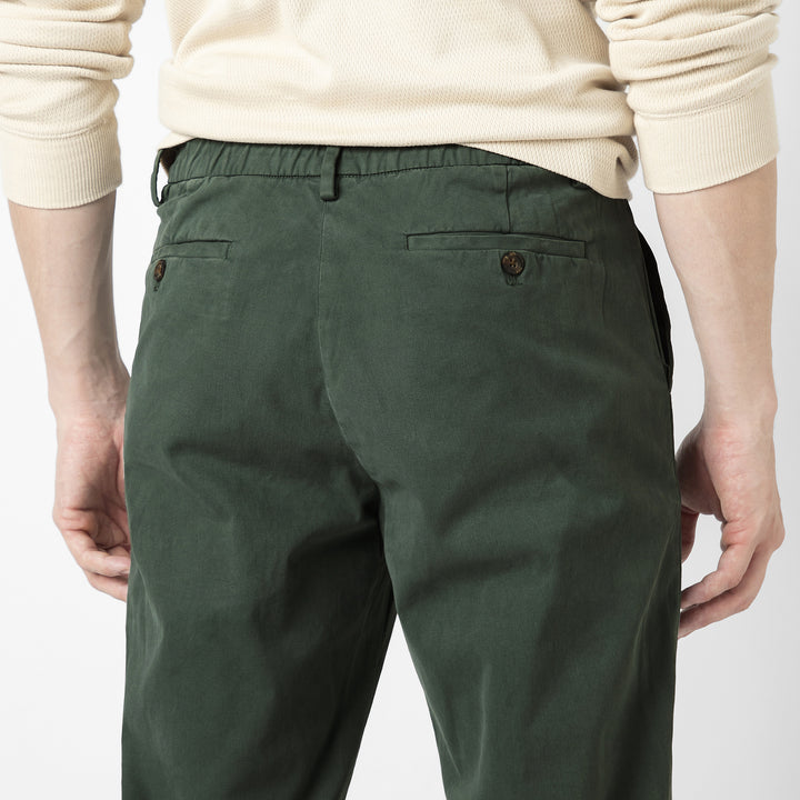Stretch Chino Pant Dark Sage close up back left pocket