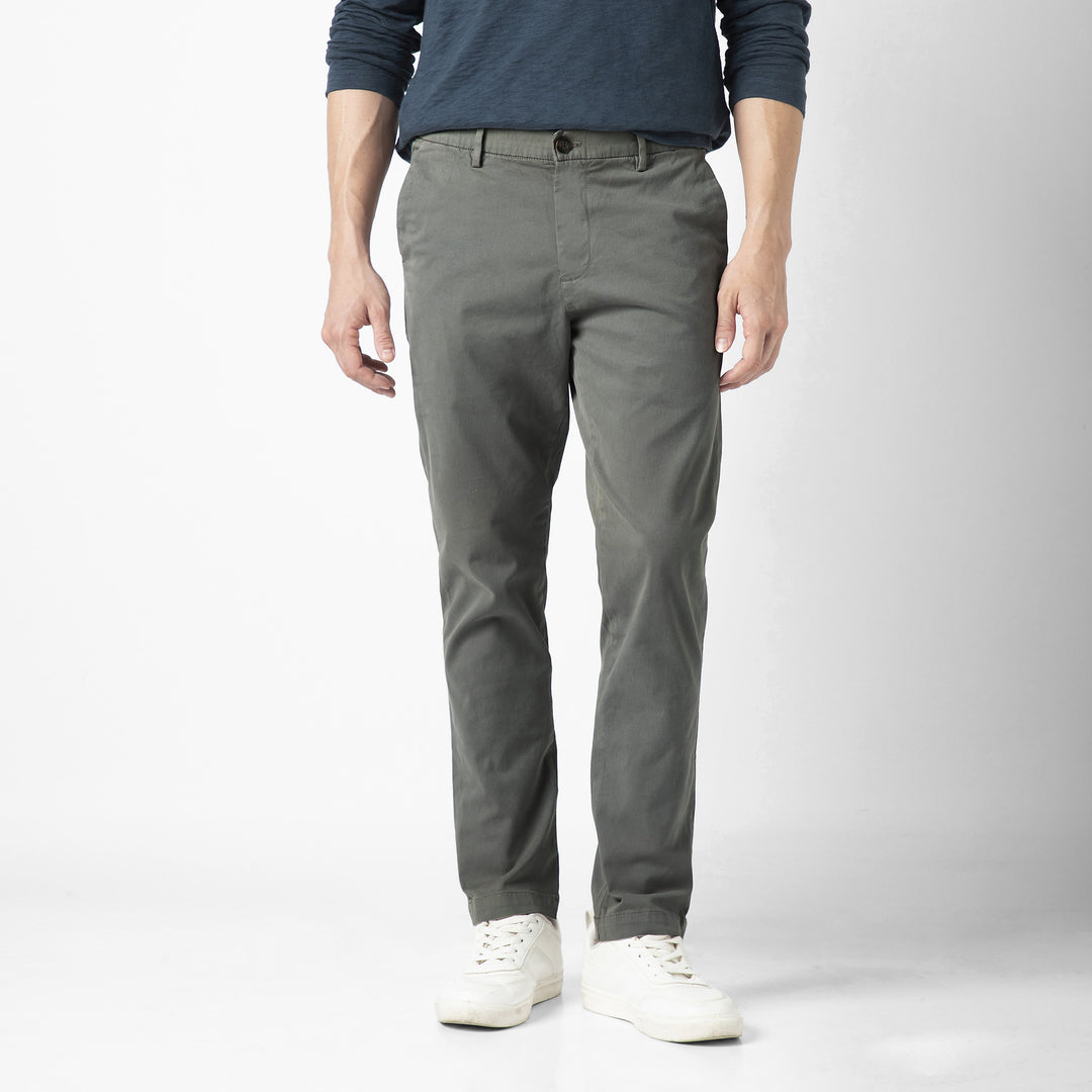 Stretch Chino Pant Grey front on model