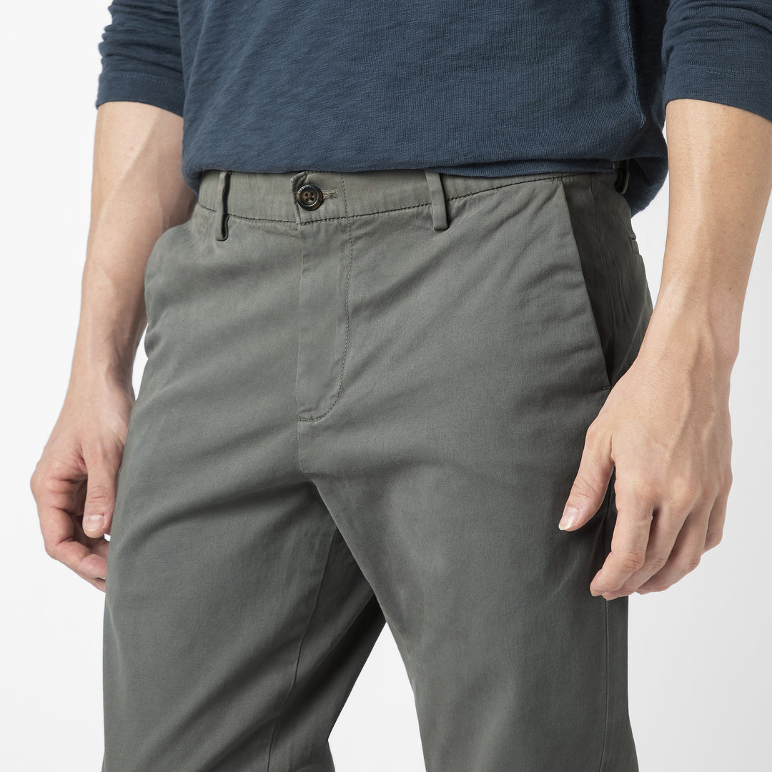 Stretch Chino Pant Grey close up front left pocket