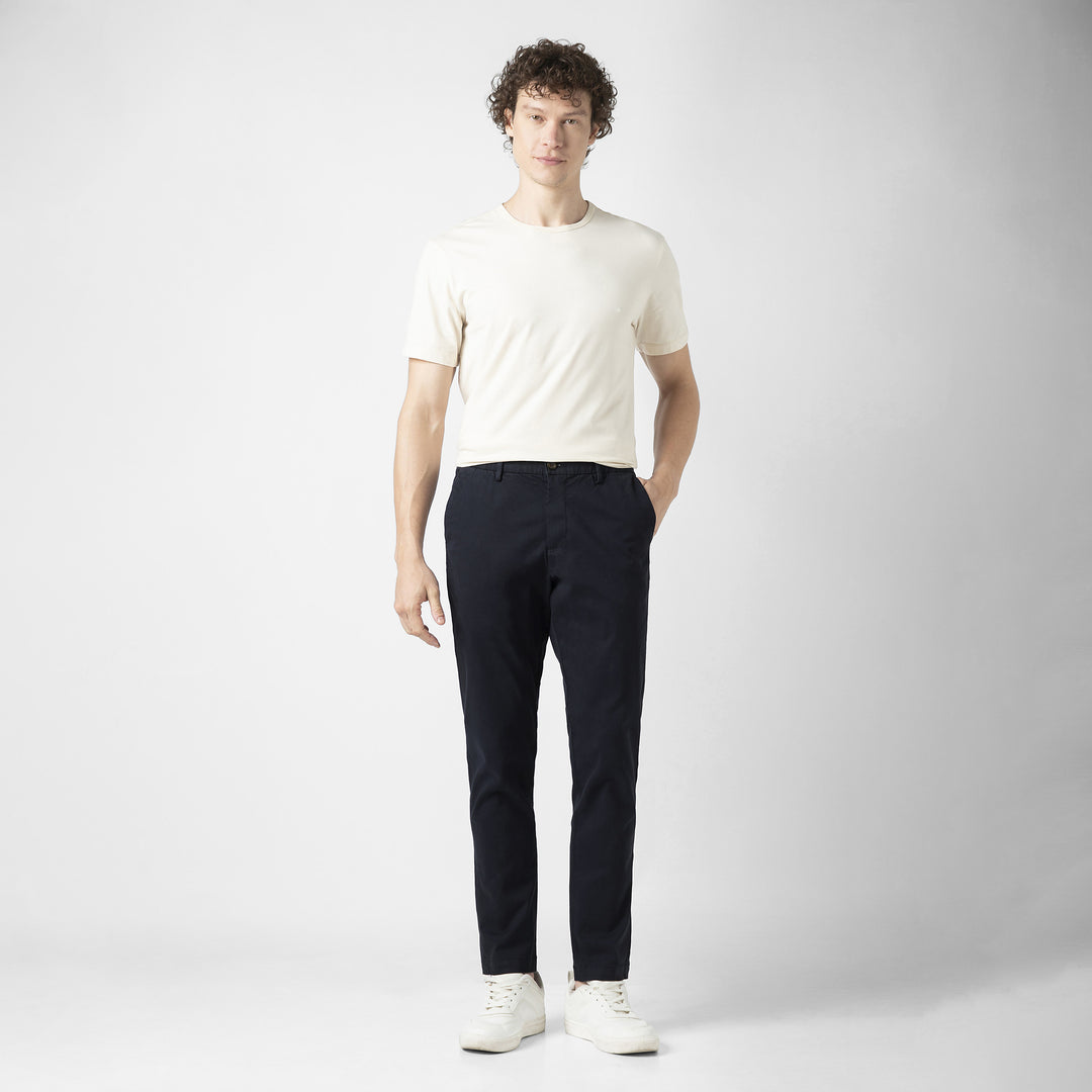 Stretch Chino Pant Navy full body on model