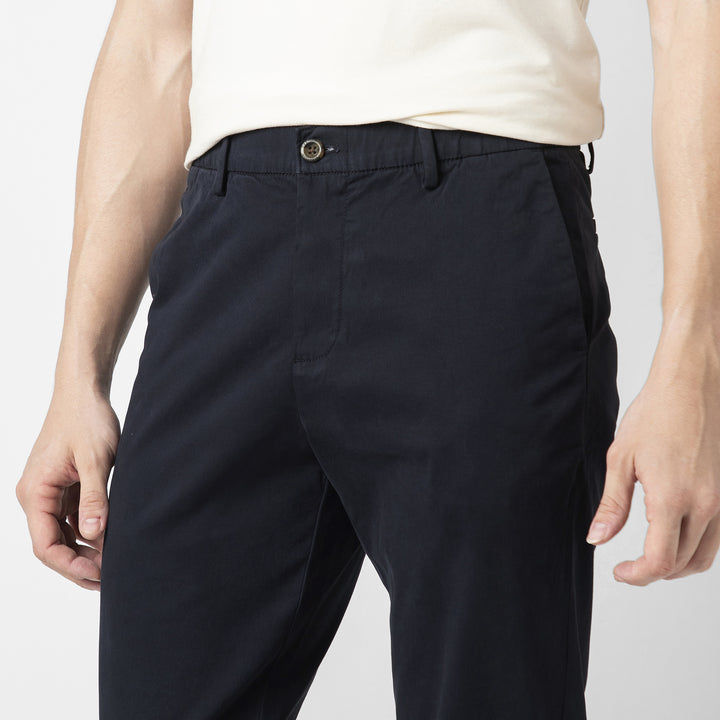 Stretch Chino Pant Navy close up front left pocket