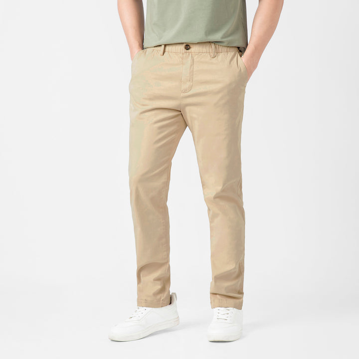 Stretch Chino Pant Sand Dune side on model