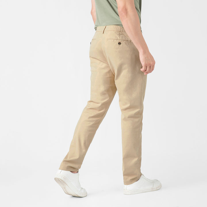 Stretch Chino Pant Sand Dune back on model