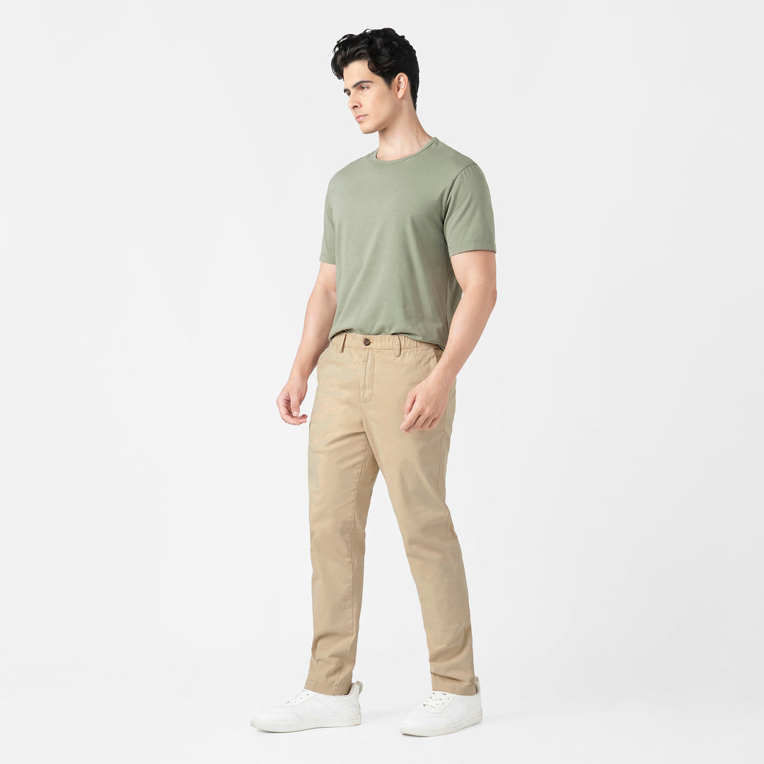 Stretch Chino Pant Sand Dune full body side on model