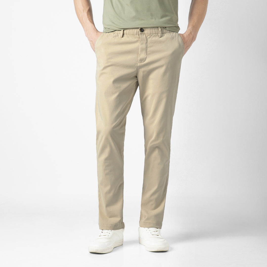 Stretch Chino Pant Sand Dune front on model