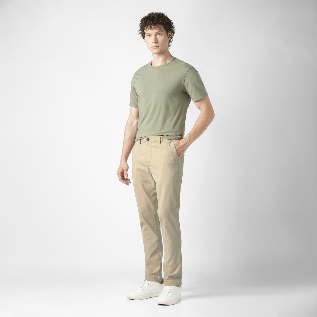 Stretch Chino Pant Sand Dune full body side on model