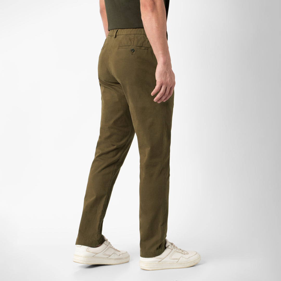 Stretch Chino Pant Walnut back on model