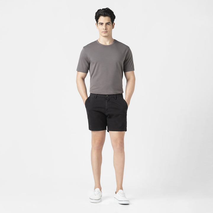 Stretch Chino Short 5" Black full body on model