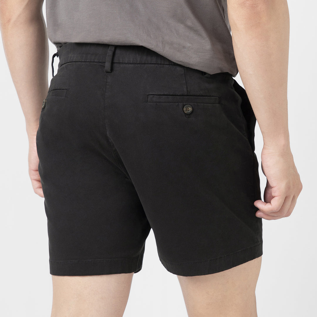 Stretch Chino Short 5" Black close up back on model