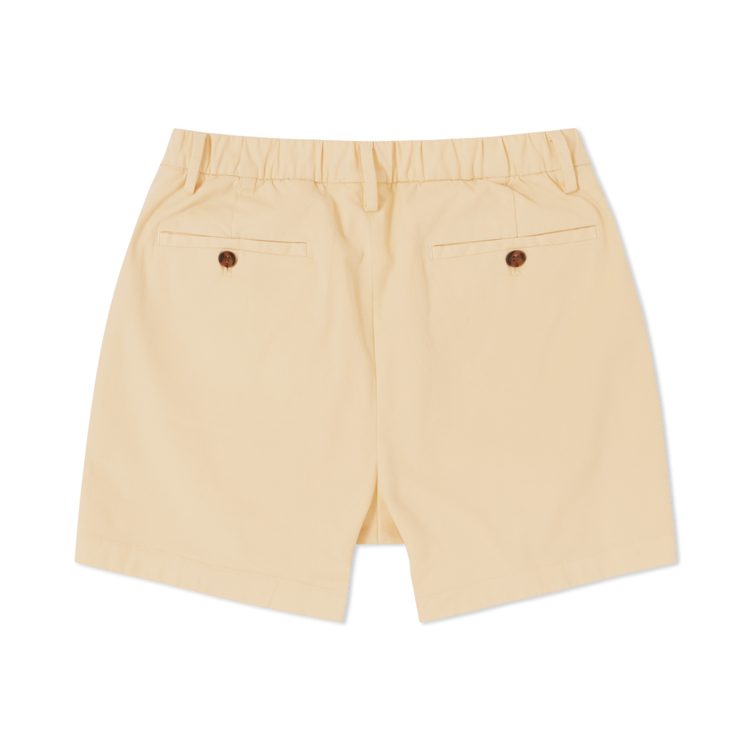 Stretch Chino Short Butter Yellow 5.5" back flat