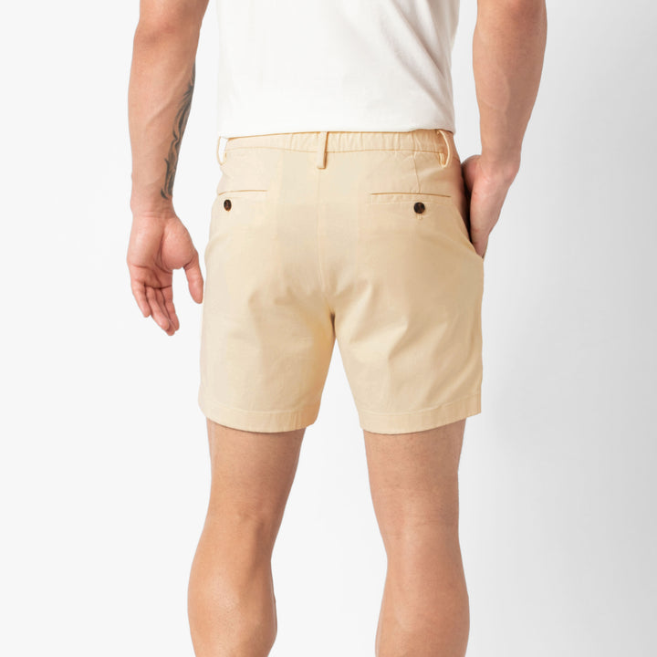 Stretch Chino Short Butter Yellow 5.5" back on model