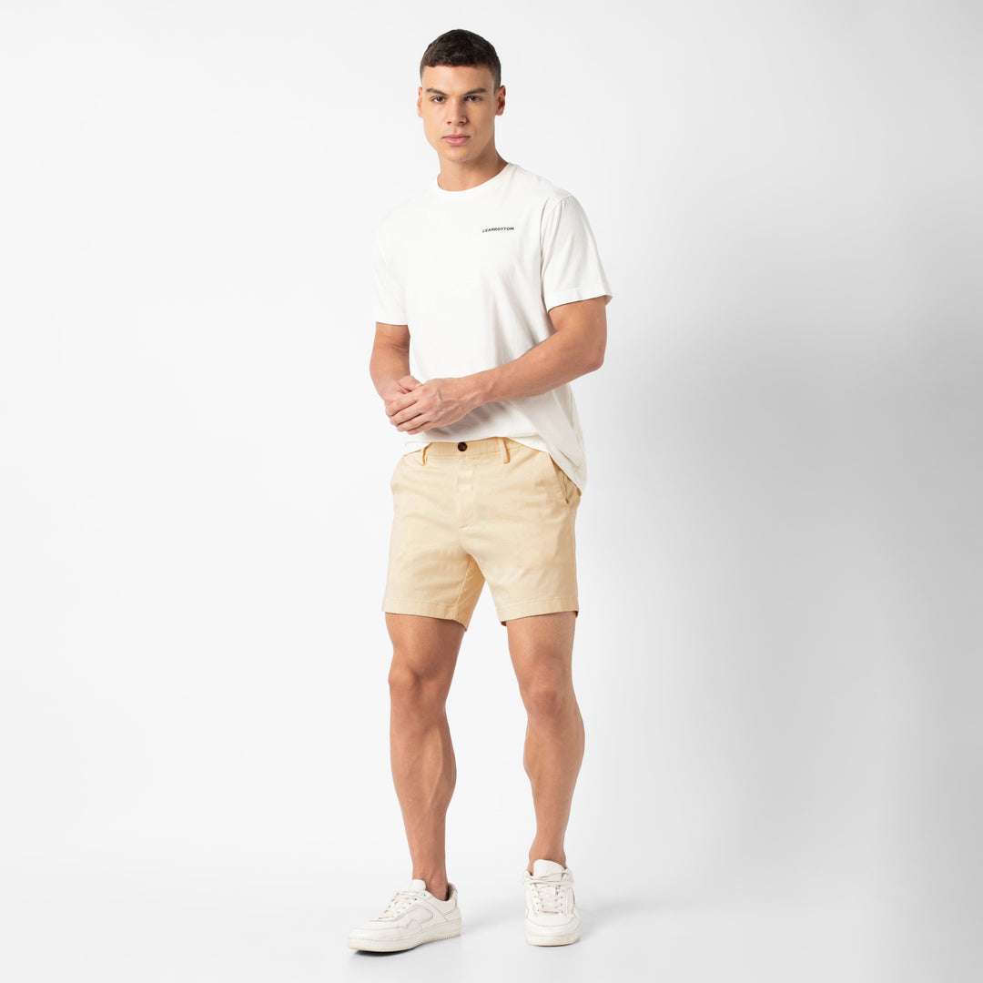Stretch Chino Short Butter Yellow 5.5" full body on model