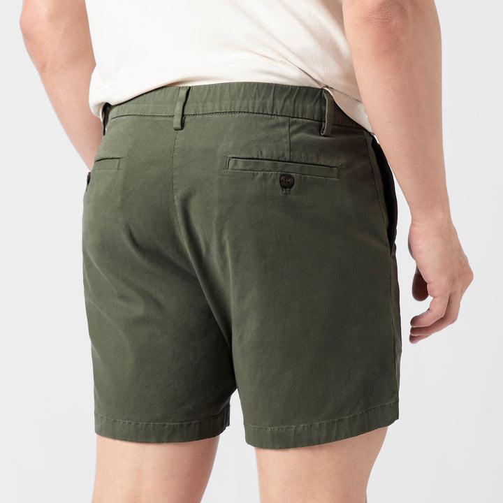 Stretch Chino Short Fern close up back on model
