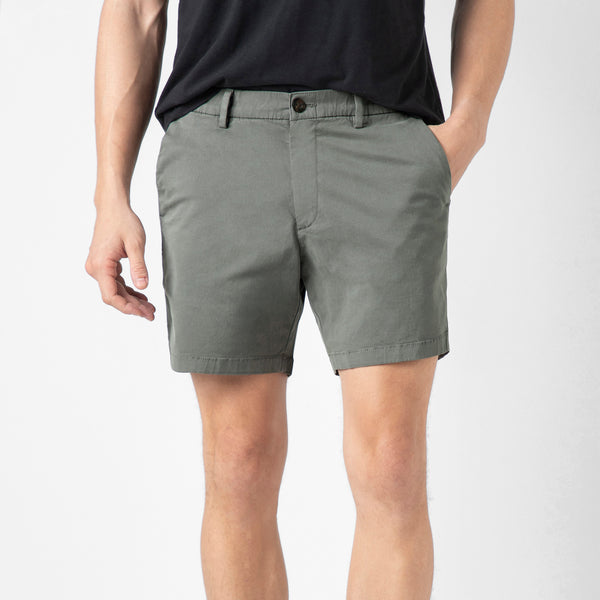 Stretch Chino Short 5" Grey front on model