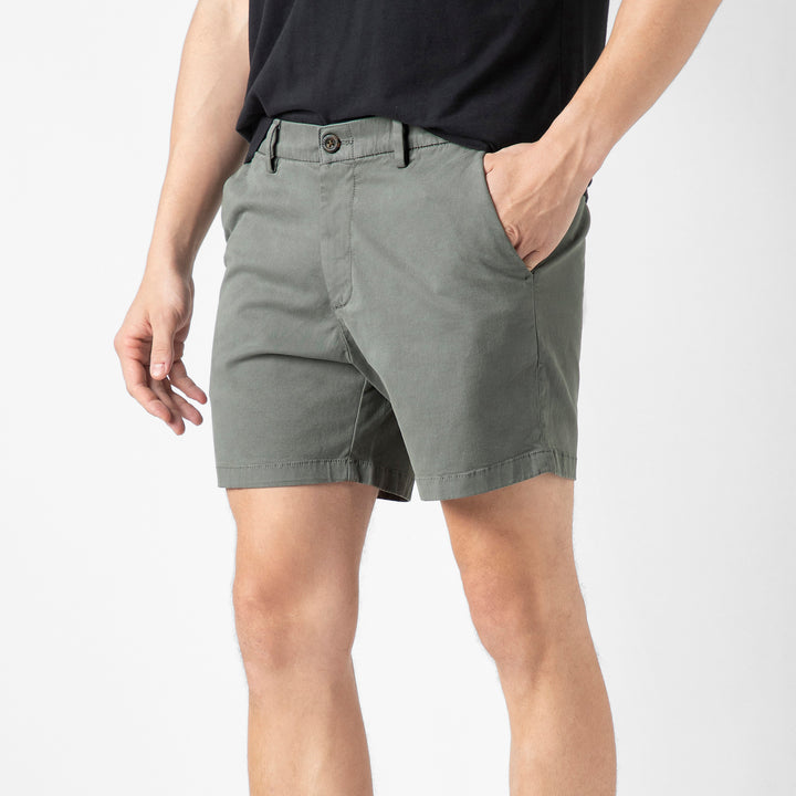 Stretch Chino Short 5" Grey side on model