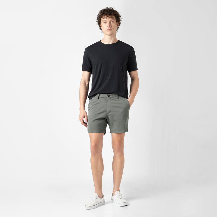 Stretch Chino Short 5" Grey full body on model