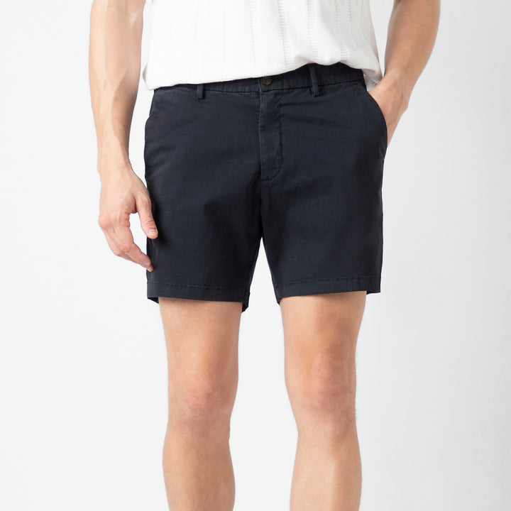 Stretch Chino Short 5" Navy front on model