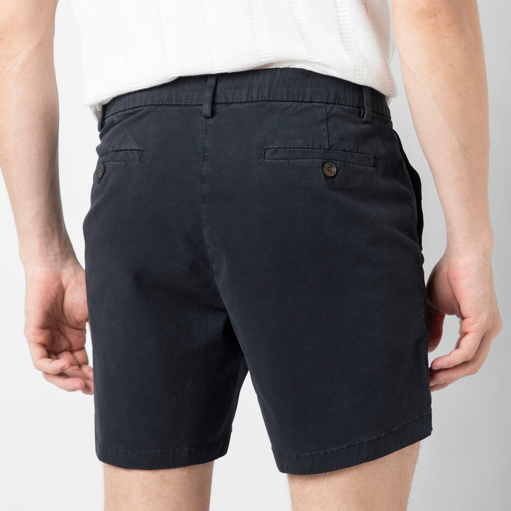 Stretch Chino Short 5" Navy close up back on model
