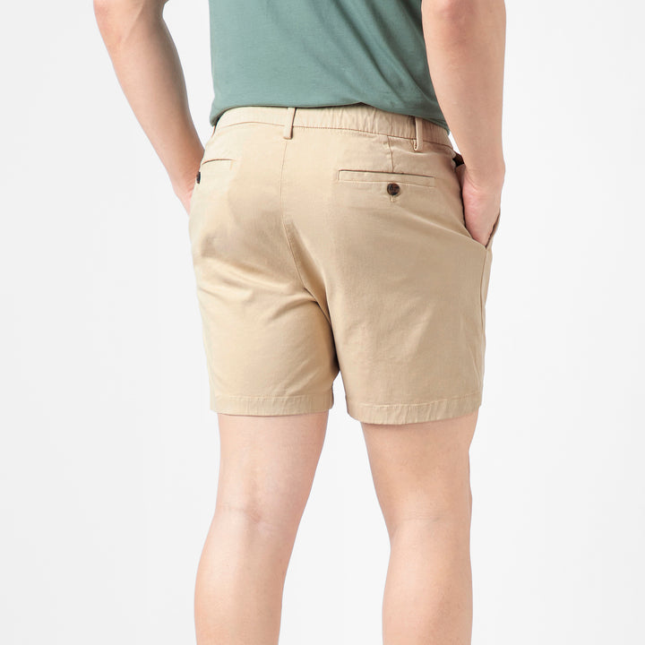 Stretch Chino Short 5" Sand Dune back on model